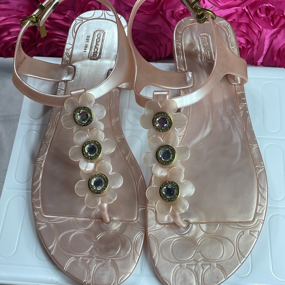Coach Paisley Print Jelly Sandals
Peachy Pink with Floral
Women's Size 9 B - Picture 6 of 11